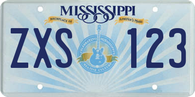 MS license plate ZXS123