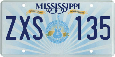 MS license plate ZXS135