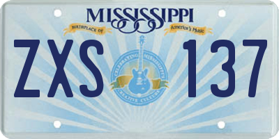 MS license plate ZXS137