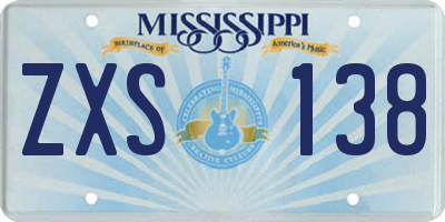 MS license plate ZXS138