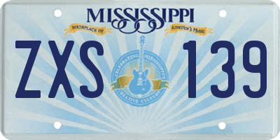 MS license plate ZXS139