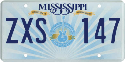 MS license plate ZXS147