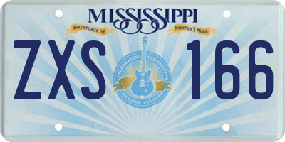 MS license plate ZXS166