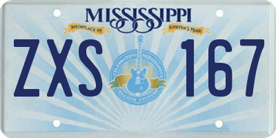 MS license plate ZXS167