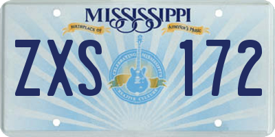 MS license plate ZXS172