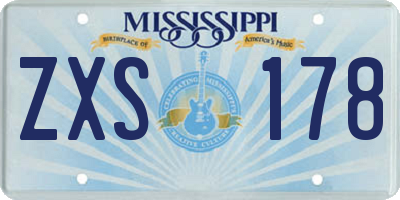 MS license plate ZXS178