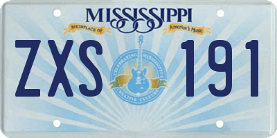 MS license plate ZXS191