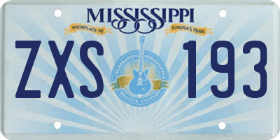 MS license plate ZXS193