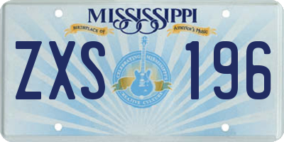 MS license plate ZXS196