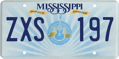 MS license plate ZXS197