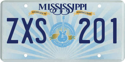 MS license plate ZXS201
