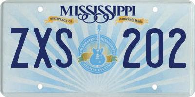 MS license plate ZXS202