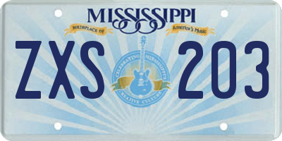 MS license plate ZXS203