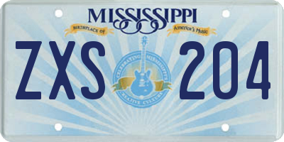 MS license plate ZXS204