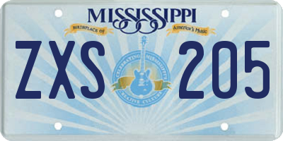 MS license plate ZXS205