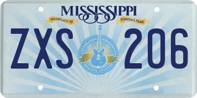 MS license plate ZXS206