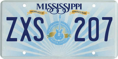 MS license plate ZXS207