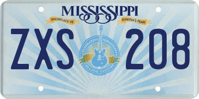 MS license plate ZXS208