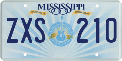MS license plate ZXS210