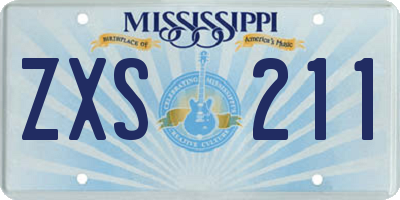 MS license plate ZXS211