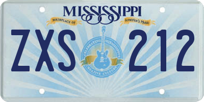 MS license plate ZXS212