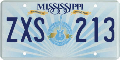 MS license plate ZXS213