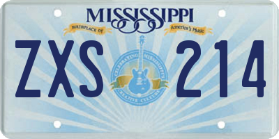 MS license plate ZXS214