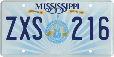 MS license plate ZXS216