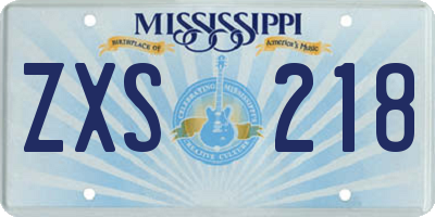 MS license plate ZXS218