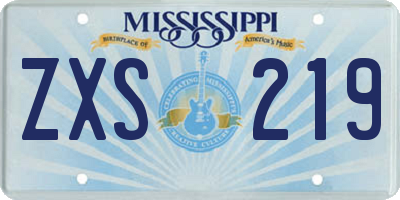 MS license plate ZXS219