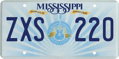 MS license plate ZXS220