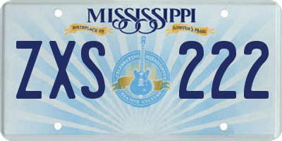 MS license plate ZXS222
