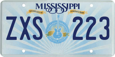 MS license plate ZXS223