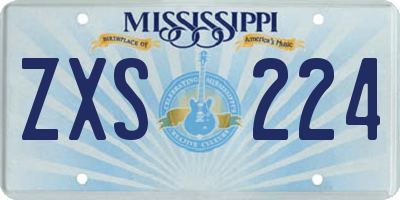 MS license plate ZXS224