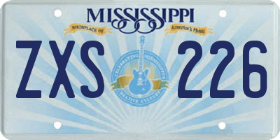 MS license plate ZXS226