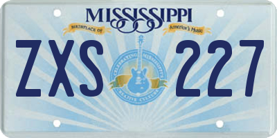 MS license plate ZXS227