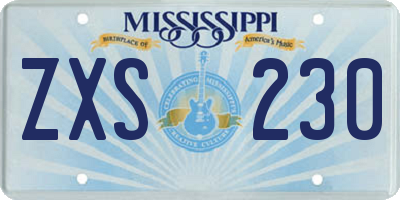 MS license plate ZXS230