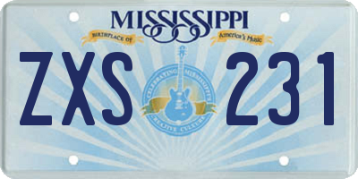MS license plate ZXS231