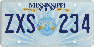 MS license plate ZXS234