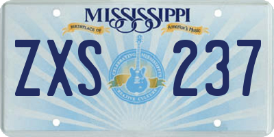 MS license plate ZXS237