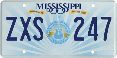 MS license plate ZXS247