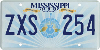 MS license plate ZXS254