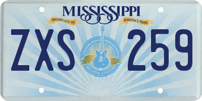 MS license plate ZXS259