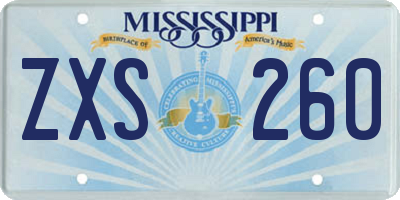 MS license plate ZXS260