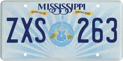 MS license plate ZXS263