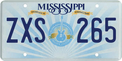 MS license plate ZXS265