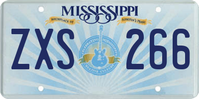 MS license plate ZXS266