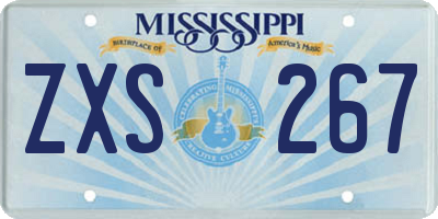 MS license plate ZXS267
