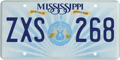 MS license plate ZXS268