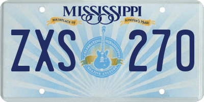 MS license plate ZXS270
